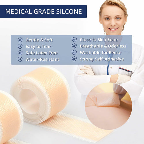 URAY Silicone Scar Tape Medical Grade 120"x1.5" Roll Reusable Extra Long